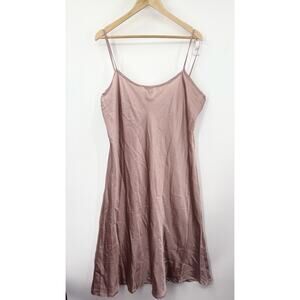 Lora Gene Midi Silk Slip Dress UK 18 US 14 Pink Luxury Satin Bias Sustainable